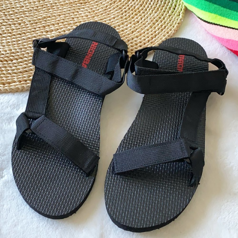 Black Teva Inspired Strap Sandals
